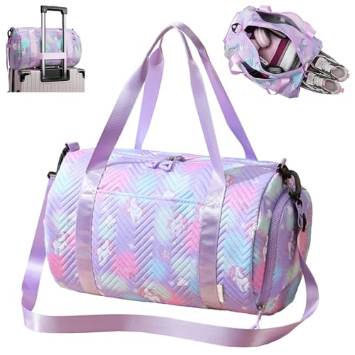Bolsa de Viaje Mujer,Bolsa De Deporte,Bolsa Deporte Niña Unicornio,con Compartimento Zapatos y Bolsillo Húmedo,Bolsa de...