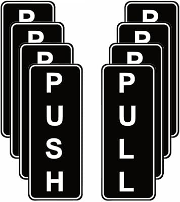 Haobase 4 Pair Push - Pull Door Sign - Self Adhesive Vinyl Sticker (12.7 cm x 5 cm)
