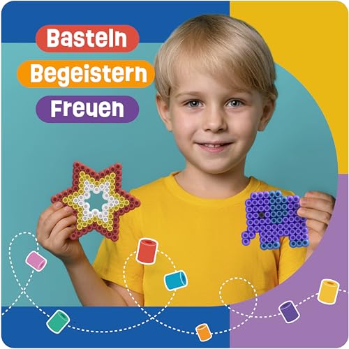 Smowo® Große 10mm Bügelperlen 1000 Stück für Kinder ab 3 Jahren - 7 bunte Farben XL Steckperlen - Kreatives Perlenset