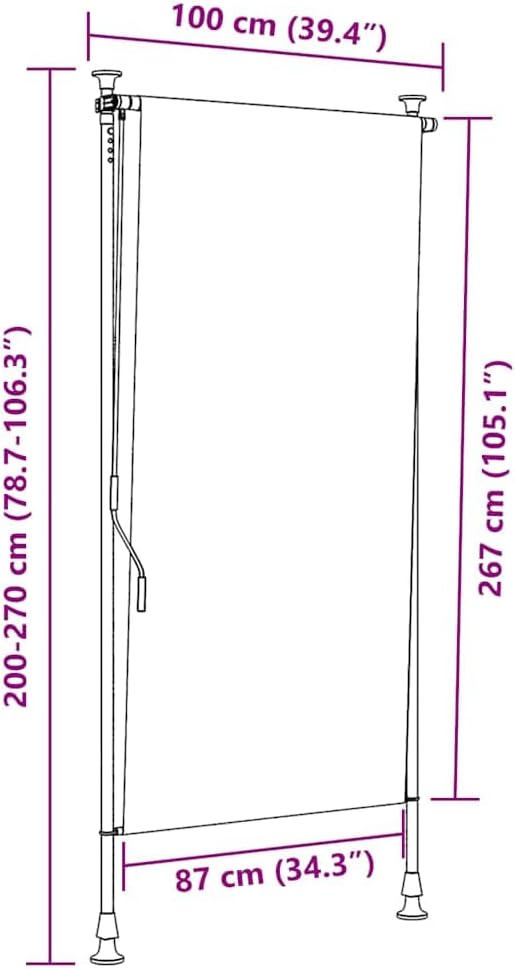 Dimensions diagram of the vidaXL Outdoor Awning