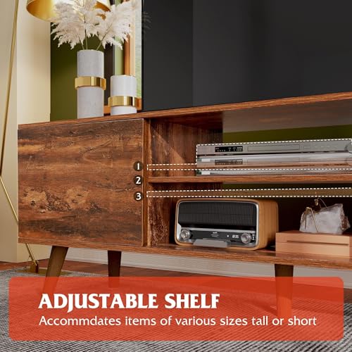 image for WLIVE Mid-Century Modern TV Stand for 55/60 Inch TV, Entertainment Cen