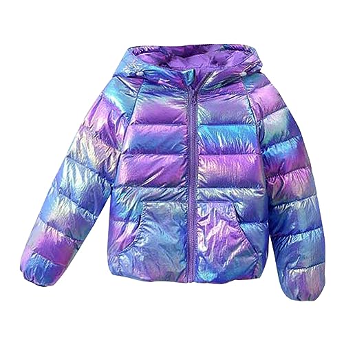 Winter Shiny Hooded Puffer Jacket for Kids Toddler Girls Long Sleeve Zip Up Down Outwear Lightweight Warm 5t Winter Cost