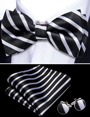 Image of YOHOWA Mens Bow Tie Set Paisley Coloful Pre-tied Bowties Adjustable with Handkerchief Cufflinks Wedding Prom Party