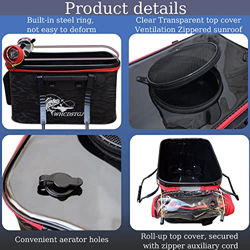 WHCDSTGJ Transparent Top Cover Fishing Bucket, Foldable Fish Bait Bucket, Multifunctional Minnow Bucket, Live Fish Container, Fish Protection Bucket, Outdoor Camping Fishing Bag. by WHCDSTGJ - Image 3