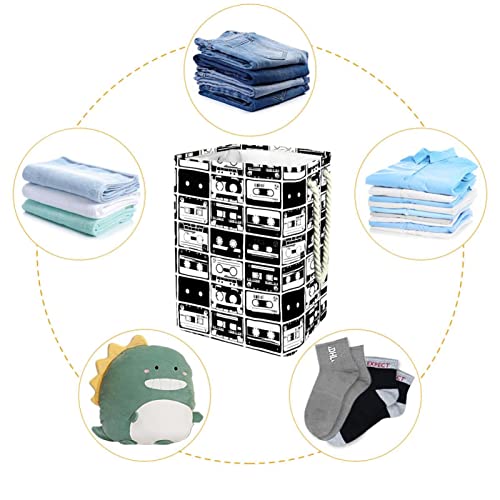Panier à linge imperméable grand format bac à linge noir et blanc Cassette - 5