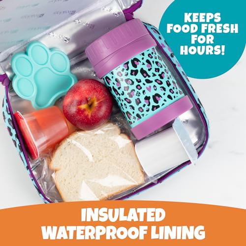 Bentology Insulated Lunchbox Kit w Matching Reusable thermos Food Jar & Hard Freezer Ice Pack- Kids Thermal Lunch Bag w Clip on Handle- Easy to Clean Water-Resistant- Mini Cooler Tote- Back to School by Bentology - Image 2