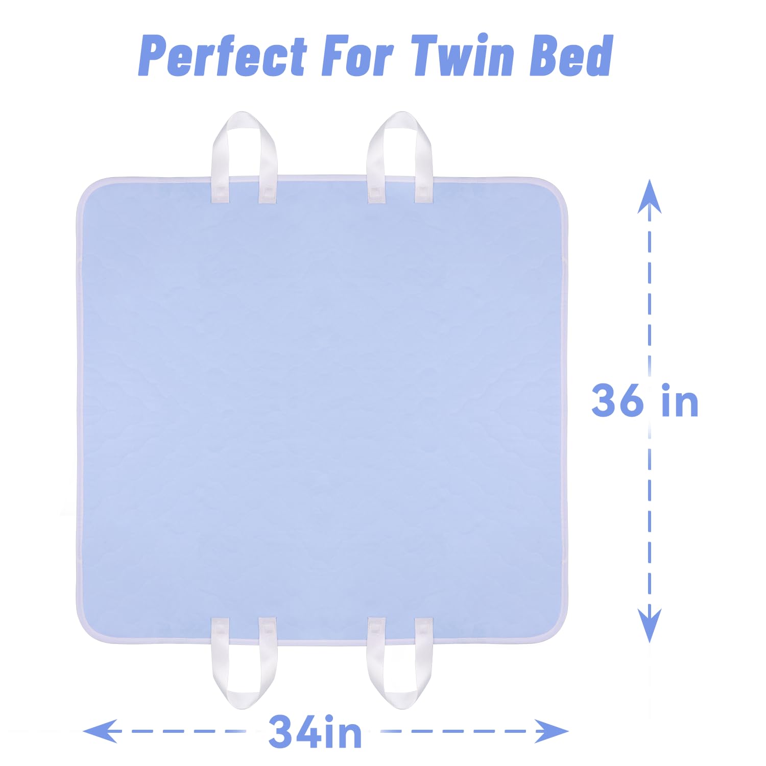 Almohadilla de cama lavable y reutilizable para incontinencia, almohadillas impermeables de 34 x 36 pulgadas (paquete de 2)