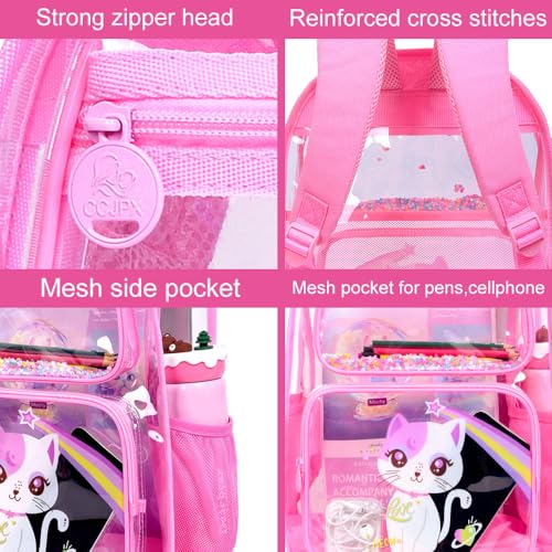 Image of KLFVB 3PCS Clear Backpack for Girls and Boys, Kids See Through Backpacks Stadium Approved, Transparent Bookbag for Elementary