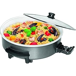 Cazuela Electrica Jata Bomann 622832 Sartén eléctrica cerámica con Tapa de Cristal, diámetro 42 cm, 1500 W, Negro