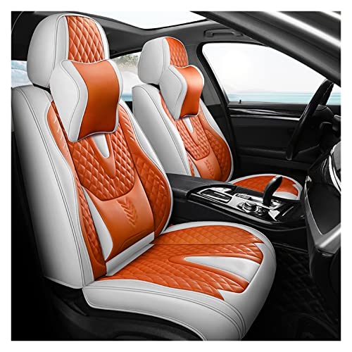 Fundas protectoras asiento coche Juego Completo De Fundas Asiento Coche Lujo Para A3 8p 8l Para Sportback A1 A5 Q7 2007 Q5 Leather(Naranja)