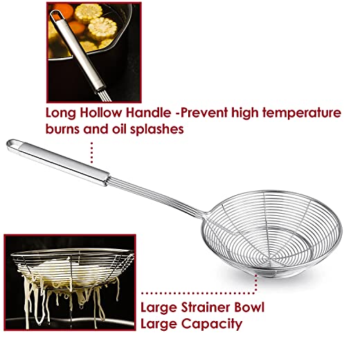 Keissco Stainless Steel Spider Strainer Skimmer Spoon For Frying And Cooking - Set Of 3 Solid Wire Asian Strainer Ladle Pasta Strainer With Long Handle, Professional Kitchen Skimmer Ladle #TOP5