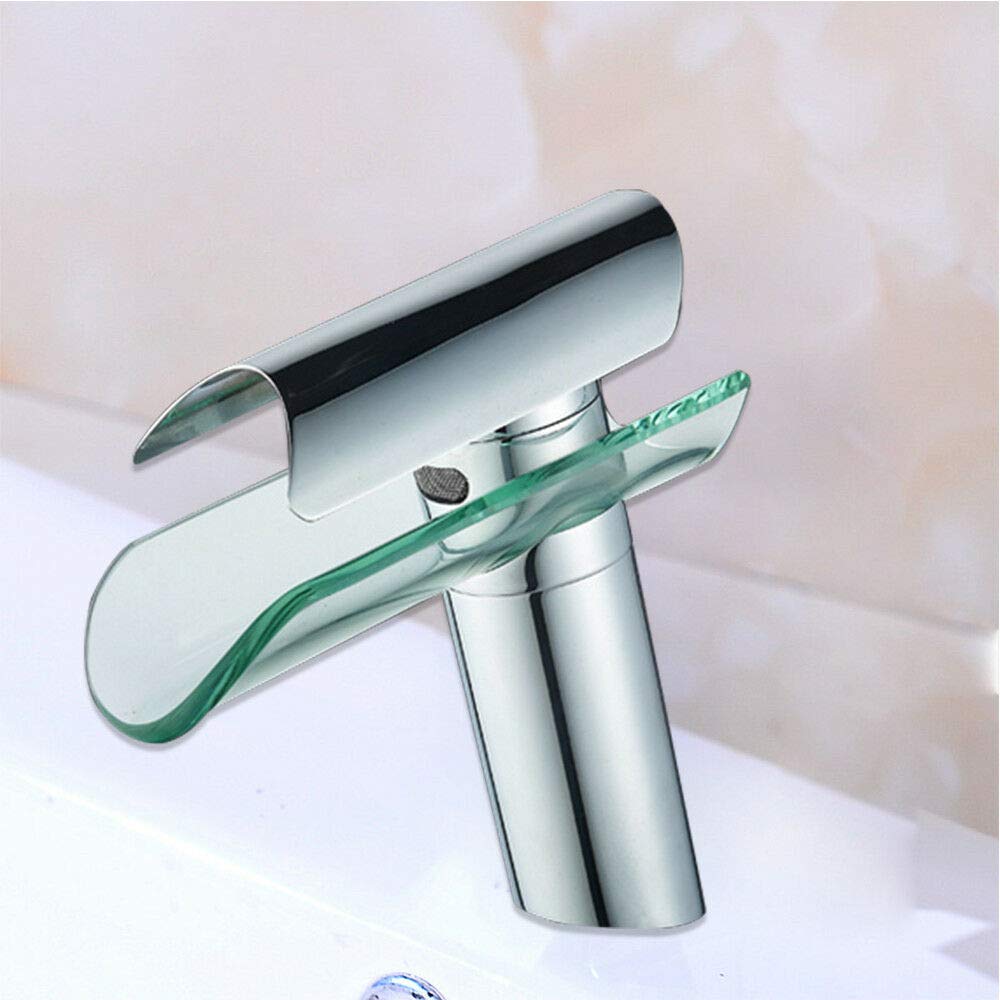 Rubinetto monocomando a cascata in vetro, per bagno e cucina