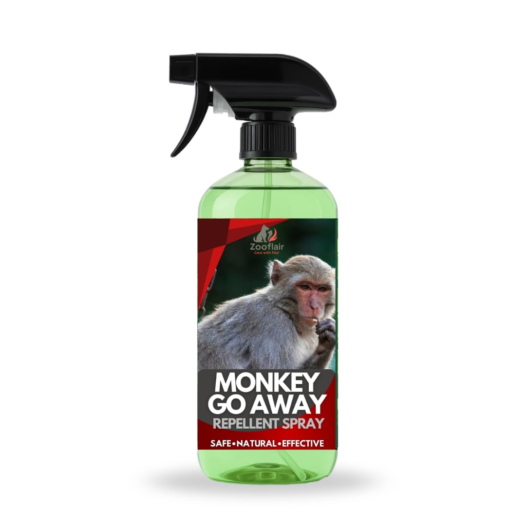Zooflair Monkey Repellent Spray 500 ML – Natural & Safe Protection for Plants, Homes, Balconies, Warehouses & Gardens | Humane Monkey Deterrent with Essential Oils | Eco-Friendly, Long-Lasting Formula