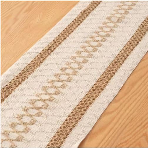 Image of HomeCloud Croshia Woven Table placemat - Heat Resistant, Washable Table Decoration for Dining, Office, Kitchen, Hotel, and Home (Runner White Beige, Set of 2)
