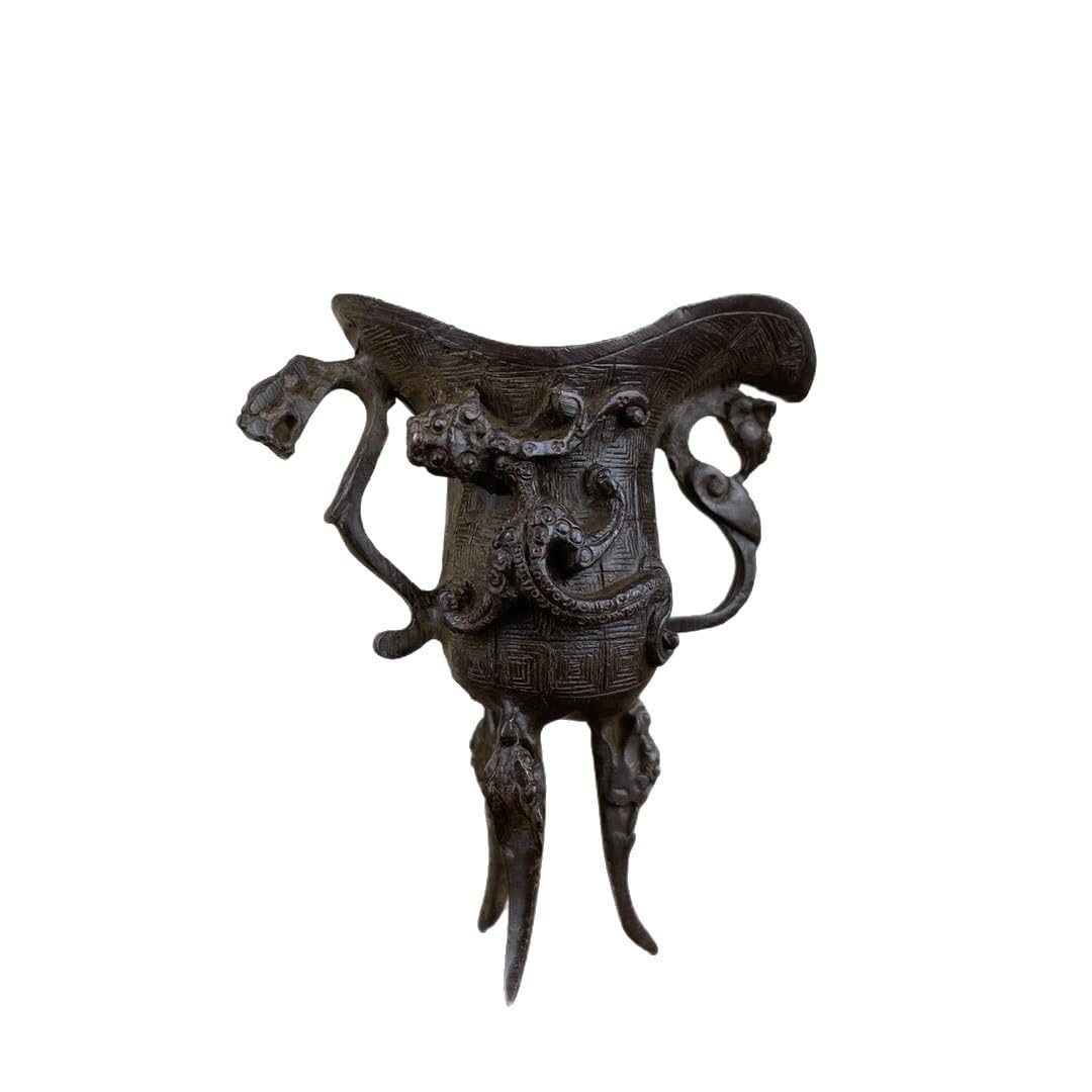 LMChx Antique Bronze Chilong Pattern Three-legged Cup Ornament