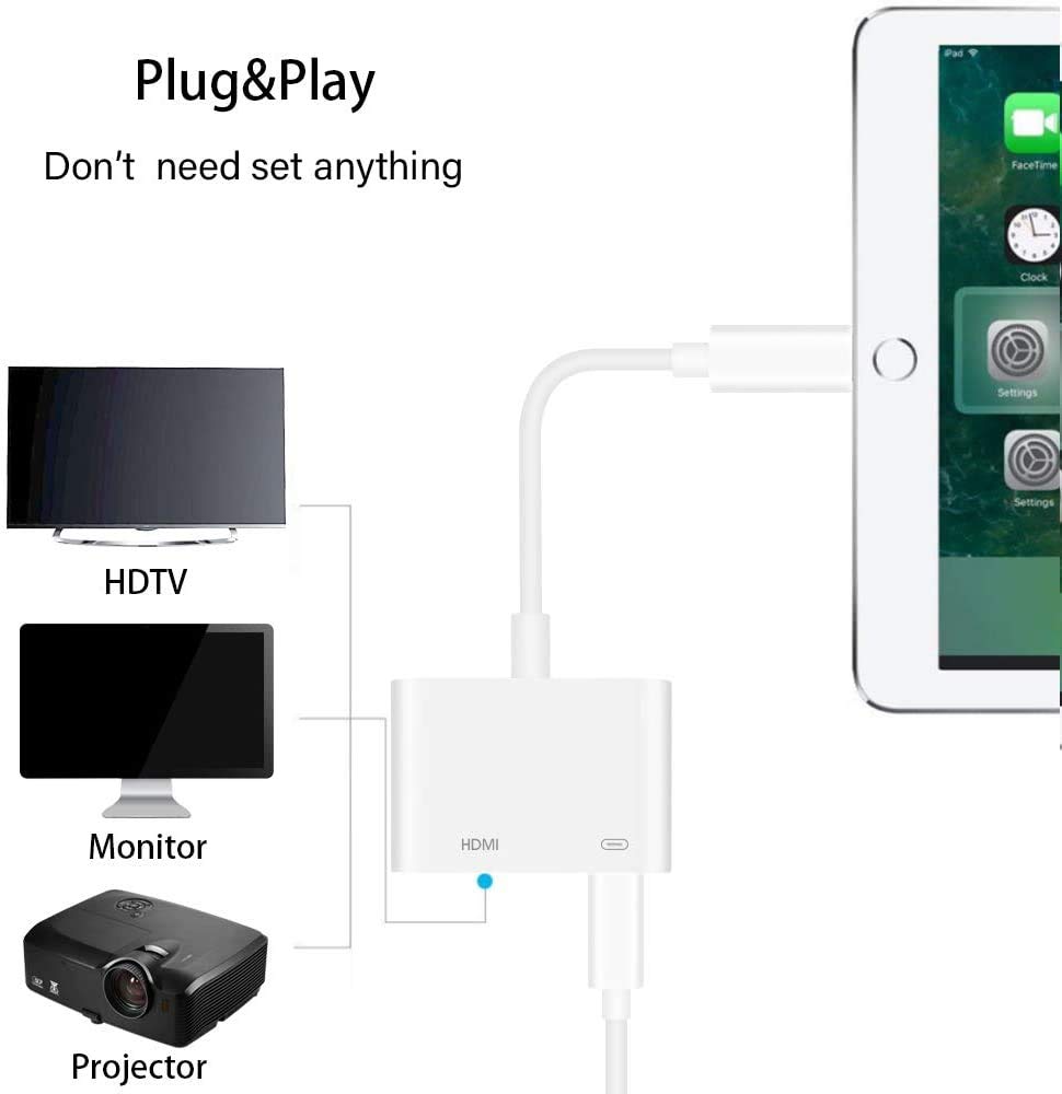 Apple Lightning Digital AV Adapter,1080P Lightning to HDMI Cable