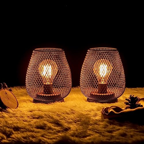 NEEDOMO 2 Pack Battery Operated Lamp Outdoor Table Lantern, LED Table Lantern with Timer Mode, Vintage Decorative Lights Cordless Lamp Indoor Outdoor Patio Bedroom Living Room with LED Bulb - Image 3