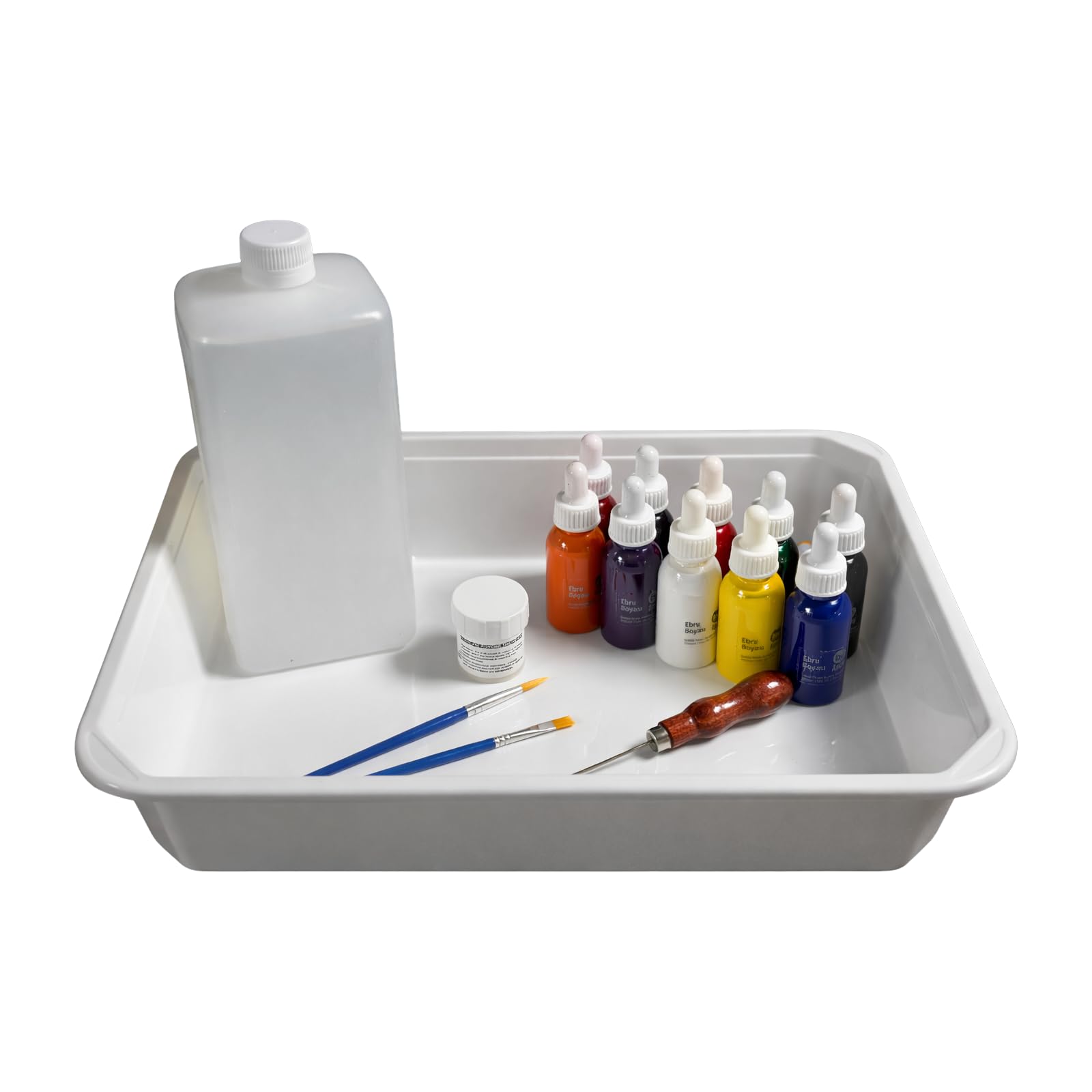Ebru Malerei Kit de marbrure 27 pièces pour débutants et professionnels. Ebru Marbling Set. Auparavant 5 couleurs, MAINTENANT 9 couleurs (uniquement pour l'Europe)