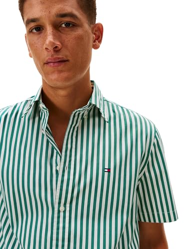 Image of Tommy Hilfiger Men's Short Sleeve Poplin Shirts in Regular Fit, Men's Button Down Shirts