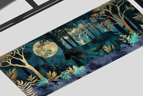 Image of Enchanted Forest Premium Desk Mat | Anti-Skid | Anti-Slip | 80 x 30 cm | Laptop Mat for Work from Home /Office /Gaming- Extended Mouse pad and Keyboard Desk mat