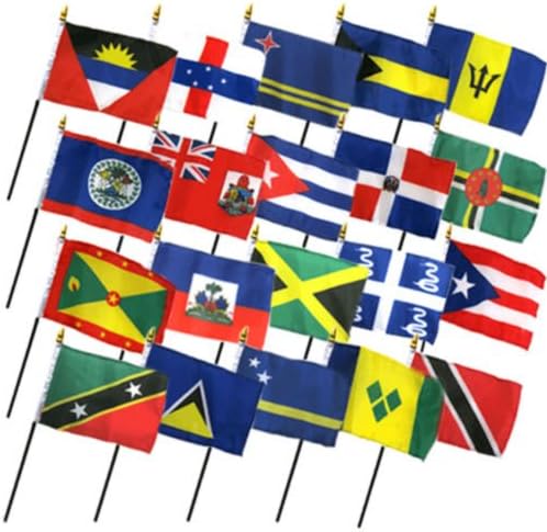 Moon Knives Juego de 20 países caribeños de 4 x 6 pulgadas para mesa de escritorio (sin bases), suministros de decoración de fiesta para desfiles,