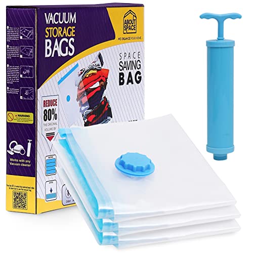 Image of ABOUT SPACE 3 Pcs Vacuum Bags for Travel with Pump - Reusable Packing Vacuum Storage Bags for Cloth with Ziplock, Space Saver Bags /Sealer Bags for Home 3(70x100 cm)