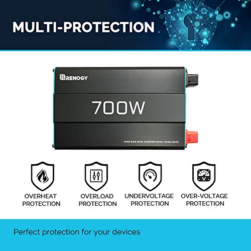 Renogy 2000W 12V Pure Sine Wave Battery Converter, ETL Listed with Built-in 5V/2.1A USB port,and AC Hardwire Port Solar Power Inverter