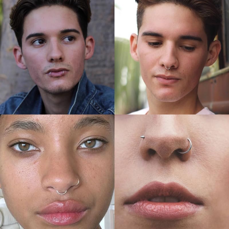 20G 18G 16G Titanium Nose Ring Hoop, Cartilage Hoop Earrings for Women Men Silver Gold Nose Ring Septum Ring Tragus Conch Helix Daith Lip Piercing Jewelry 6mm/7mm/8mm/9mm/10mm - Image 9