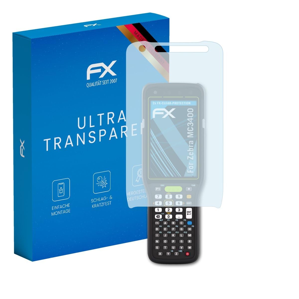 atFoliX Screen Protection Film compatible with Zebra MC3400 Screen Protector, ultra-clear FX Protective Film (2X)