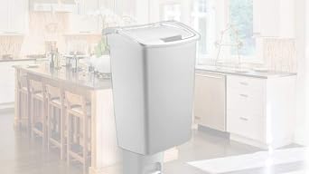 Rubbermaid,White Dual-Action Swing Lid Trash Can, 11.25 Gallon, for Home/Kitchen/Bathroom/Garbage