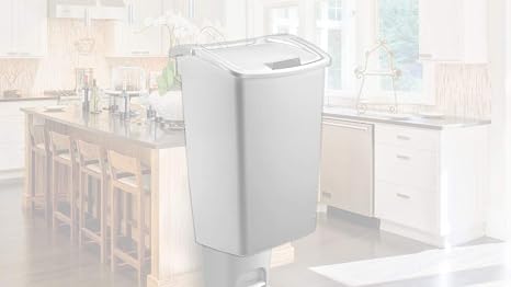 Rubbermaid,White Dual-Action Swing Lid Trash Can, 11.25 Gallon, for Home/Kitchen/Bathroom/Garbage