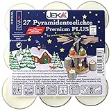 Farbe: Weiß JEKA - Ebersbacher Kerzen 27er Set Premium-Teelichte mit Transparenter Tülle für Pyramiden Blockpack 4 x 4 x 13 cm