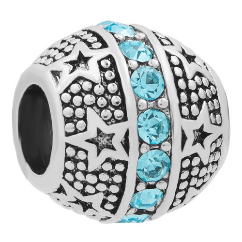 KorliyaBlue Crystal Charm Spacer European Beads for Bracelets