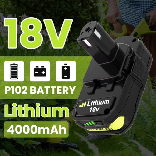 Image of Reoben 2PACK 4.0Ah Replacement for Ryobi 18V Battery and P117 Charger Combo