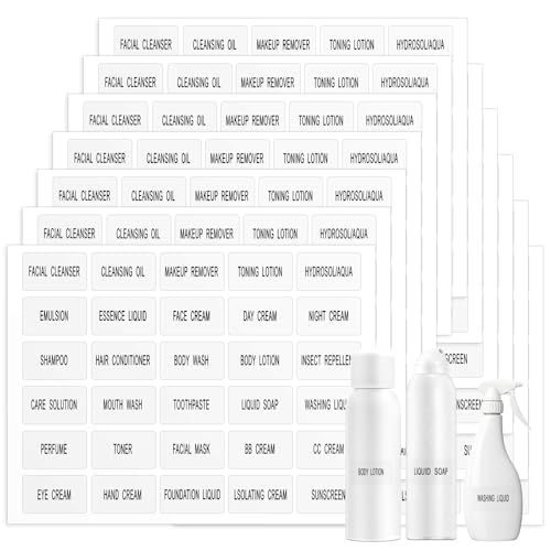 360Pcs Waterproof Clear Labels for Travel Size Bottles, Clear Bathroom Beauty Organization Labels for Cosmetic Organize, Removable Stickers for Refillable Bottles