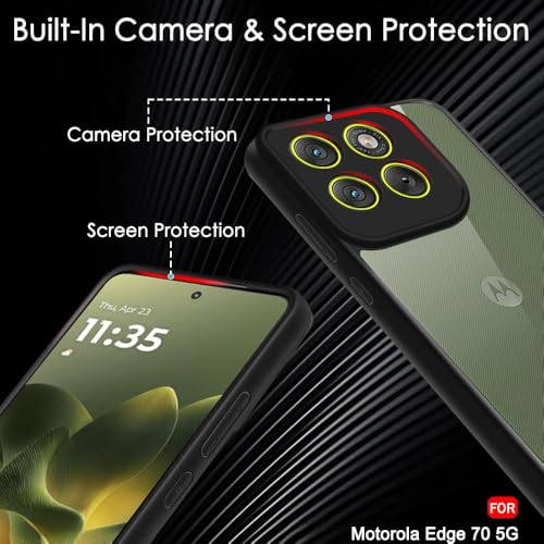 Image of TheGiftKart Hybrid Shockproof Back Cover Case for Motorola Moto Edge 70 5G | Hard Back Cover Case for Motorola Edge 70 5G (PC & TPU, Transparent Clear Back, Black Sides)