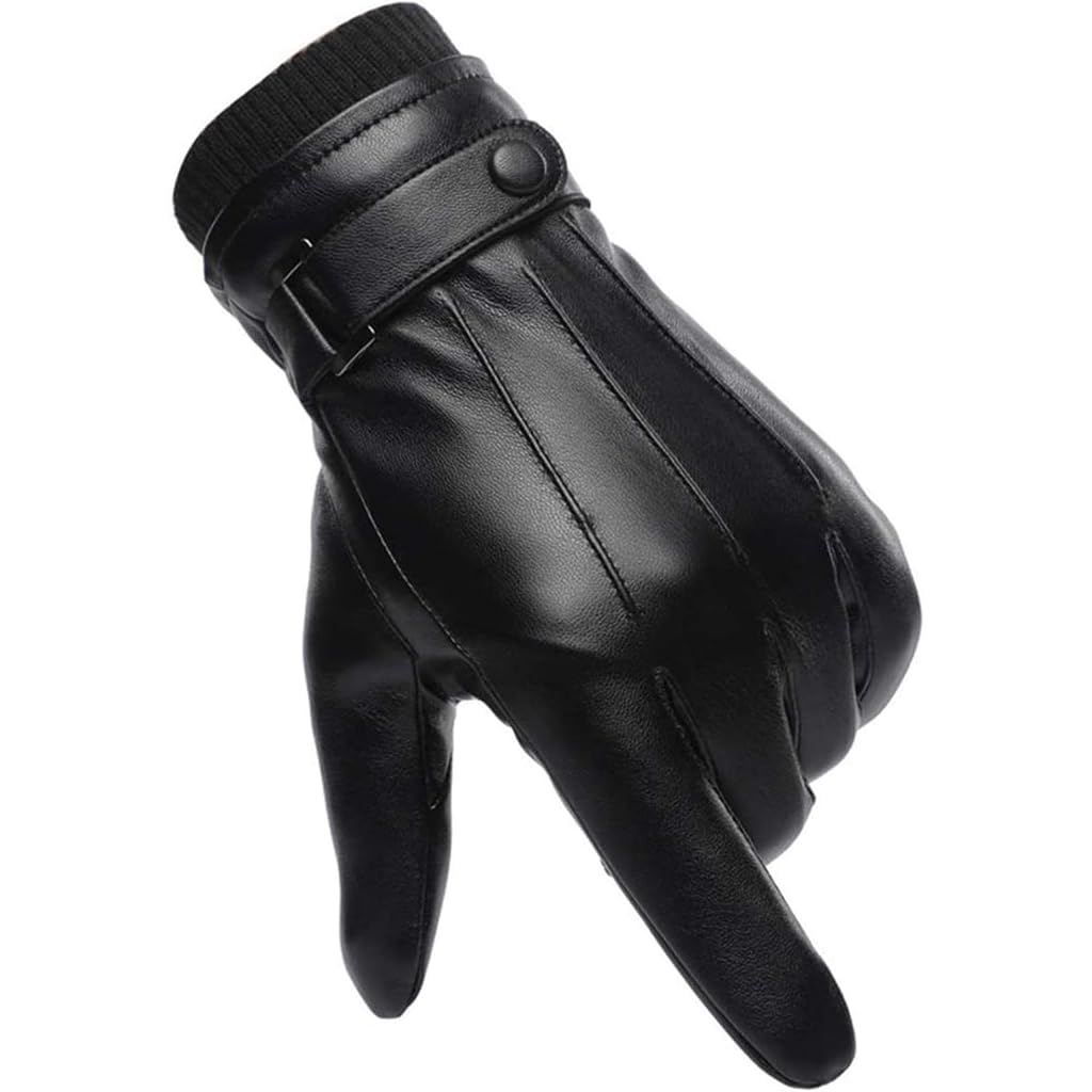 Guantes de piel de oveja cálidos y cuero premium para caballero