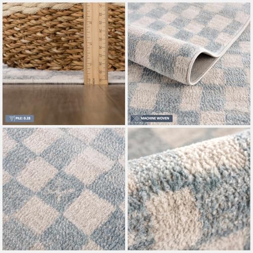 Tapete rectangular moderno crema y azul 240x305 cm miniatura 3