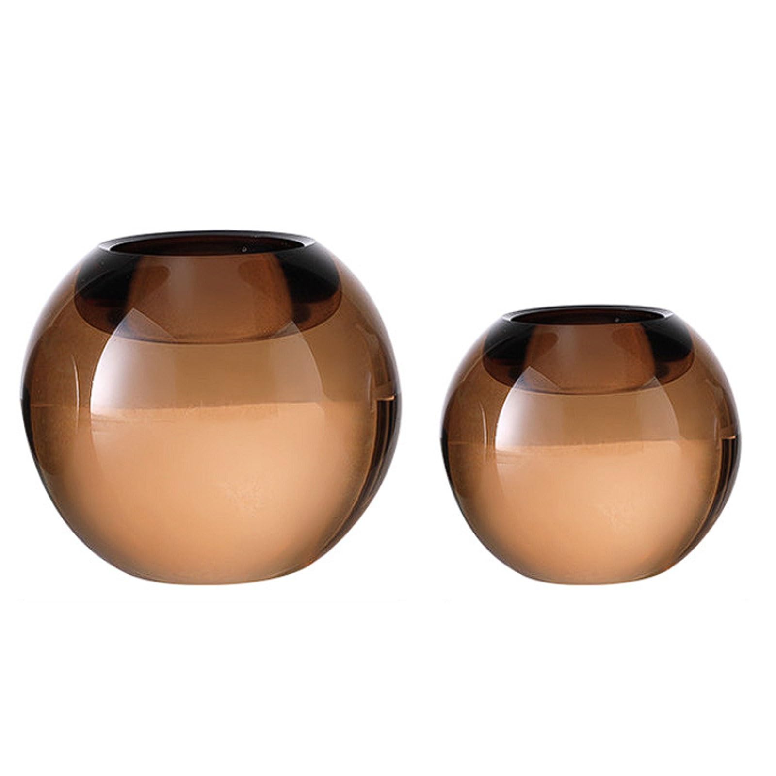 Crystal Glass Mini Candle Holder Set of 2 for Romantic Proposal and Candlelight Dinner Decor(Brown)