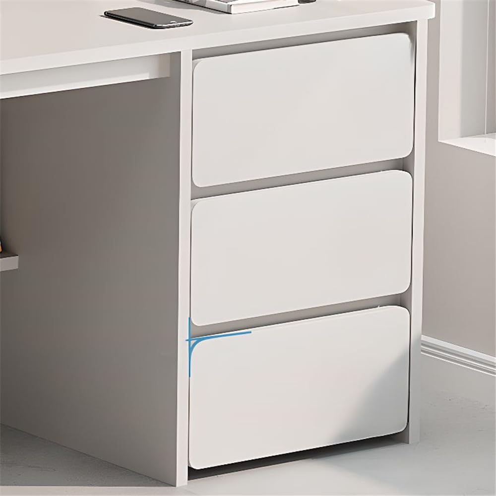 NIUYAO Rectangular Children's Desk Storage Table with 3 Drawers Bookshelf Modern Writing Table Shelves Work Desk PC Table Home Office Corner Study Desk -White 39.5" L x 19" W x 57" H