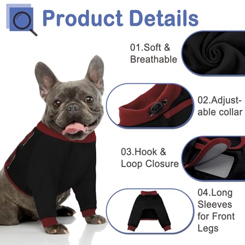 Image of KOESON Dog Recovery Sleeve for Front Legs with 100% Cotton Fabric, Soft & Breathable Dog Surgery Recovery Suit, Adjustable Elbow Protector for Dogs, Pet Long Sleeve Shirt for Front Legs, Black M