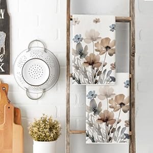 Artoid mode brown poppy floral leaves fall kitchen towels dish towels 18×26 inch seasonal summer decoration hand towels set of 2  urban country home decor