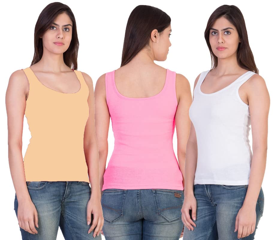 Image of Pack of 3 Premium Tank Top Vest Top Camisole Sando Spaghetti Inner Wear Camis for Women,Girls