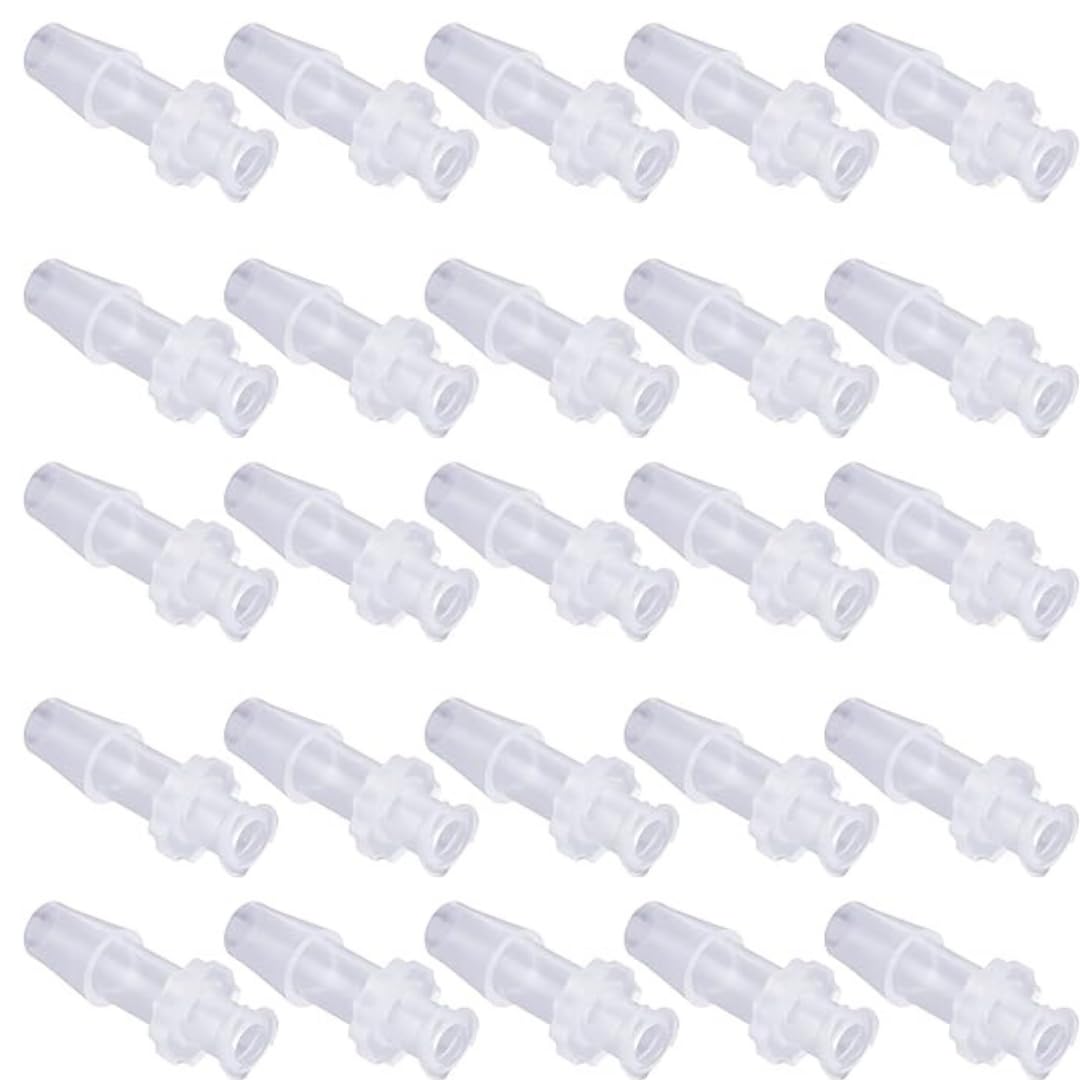 Female Luer Lock to Barb Connector 1/4"" (6.4mm) PP Tubing/Hose Barb Adapter (10), Clear