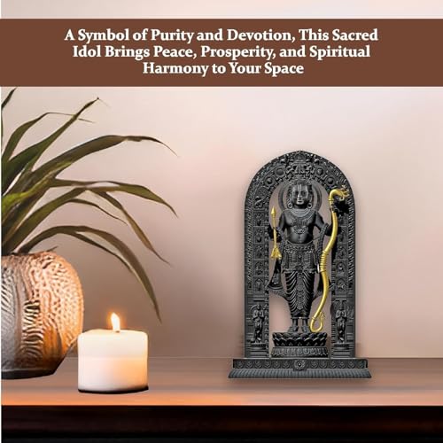 Image of JD FRESH 8 Inch Shree Ram Lalla Murti /God Idols /Ayodha's Shree Ram Statue /Home Decor /Decorative Items for Living Room /Office /Show Piece /Resin /Religious (Black&Gold)