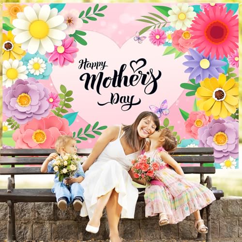 Fondo Fotográfico 8x6ft Feliz Día de la Madre Flores Rosadas miniatura 5