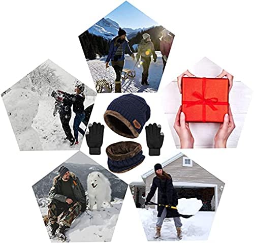 TruFlair Winter Knit Beanie Cap Hat Neck Warmer Scarf and Woolen Gloves Set Skull Cap for Men Women/Winter Cap for Men Blue Color(3 Piece)(Tru-Cap-031) 1