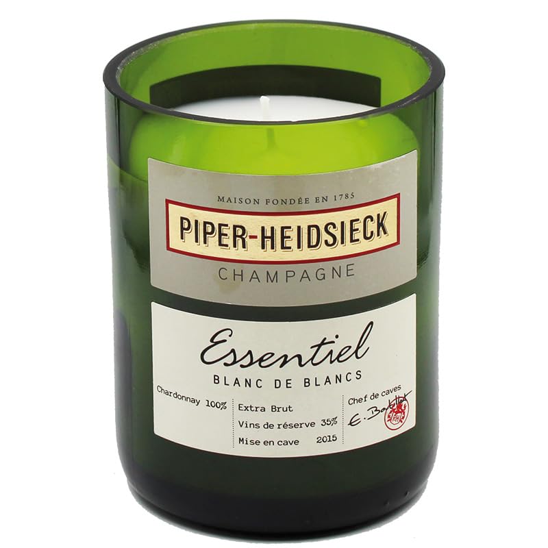 Candlit Indoor Decoration Recycled Champagne Piper Bottle Candle - Heidsieck Essentiel Blanc de Blanc