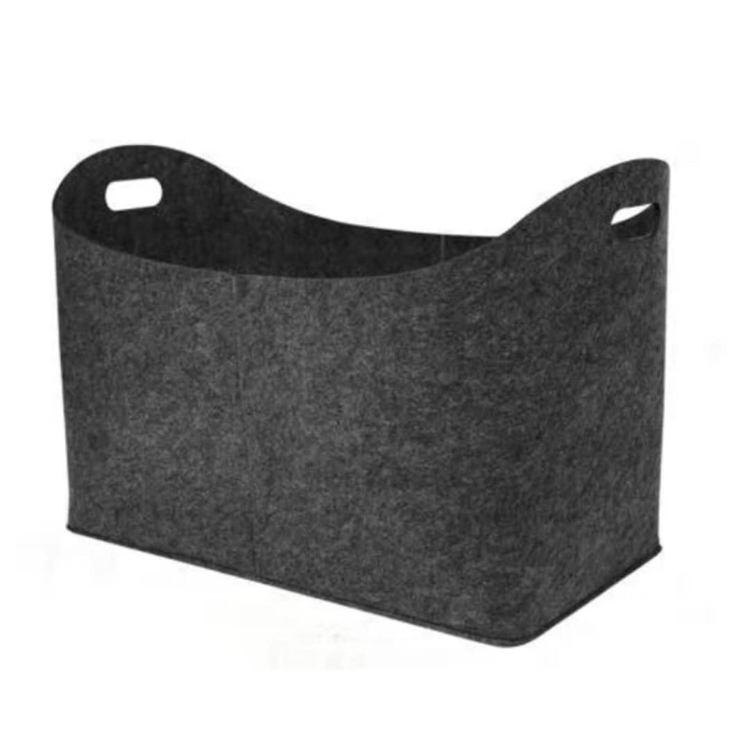 Faroby Dark Grey 55X30x40 Cm/21.65X11.81x15.75 Inch. Felt Bags Firewood Basket With Handles Felt Log Storage Basket For Shopping Newspapers, Dark Grey