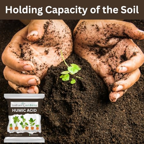 Image of Indian Gardens - Organic humic acid fertilizer for plants | Organic humic fertilizer | Soil conditioner | Plant growth booster | Root growth enhancer | (Humic, 400 Grams)